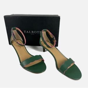 Talbots Green Meadow Pila Scallop Sandal Size 8.5 Ankle Strap Cottage Core NWB